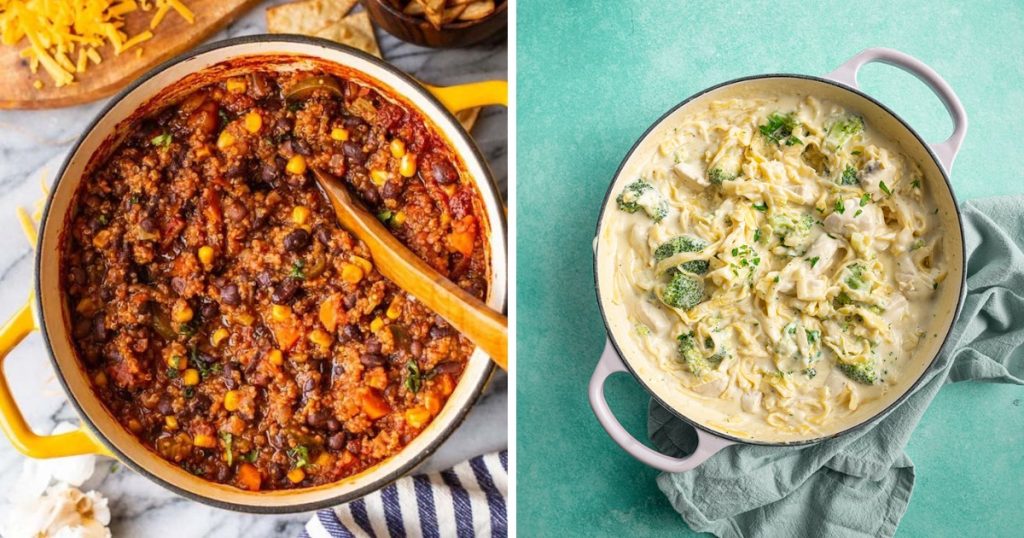 Make dinner simple and delicious with these gluten-free one-pot wonders! ?✨ Enjoy recipes like Ground Beef Skillet, Chicken Alfredo Pasta, and Black Bean & Quinoa Veggie Chili. Easy, tasty, and perfect for any night! ? #GlutenFreeRecipes #OnePotMeals #EasyDinners