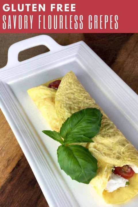 You can wrap a savory flourless crepe around grilled steak, roasted chicken, with your favorite cheese and top with caramelized onions, sautéed mushrooms, or roasted veggies for a quick and delicious lunch.