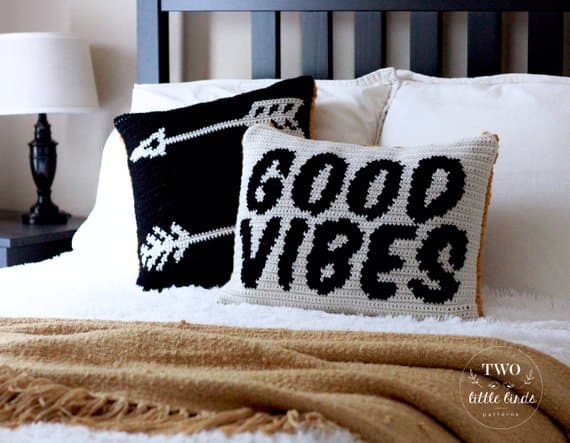 Good Vibes and Arrow Pillows