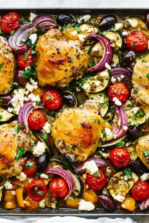 This Green Sheet Pan Chicken is just one of a whole month of delicious and easy Chicken Dinner Recipes