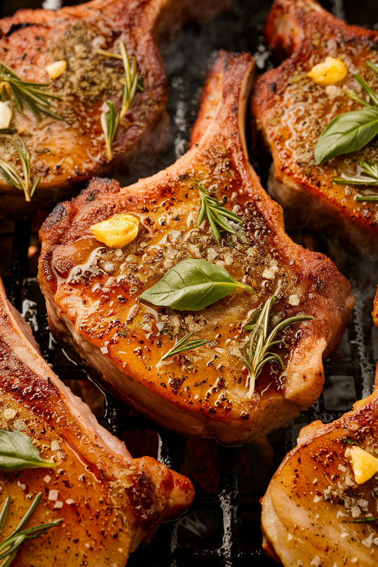 Level up your summer cookouts with these grilled herb-rubbed bone-in pork chops! 🌞 The versatile herb rub can be made with whatever herbs you have on hand, fresh from your garden or pantry. 🍃 Perfect for adding a burst of flavor to your BBQ nights! #SummerGrilling #BBQLove