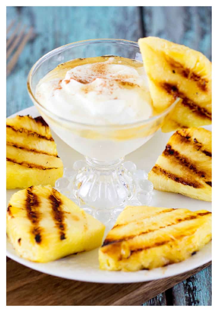 Grilled Pineapple and Honey Cinnamon Yogurt Dip