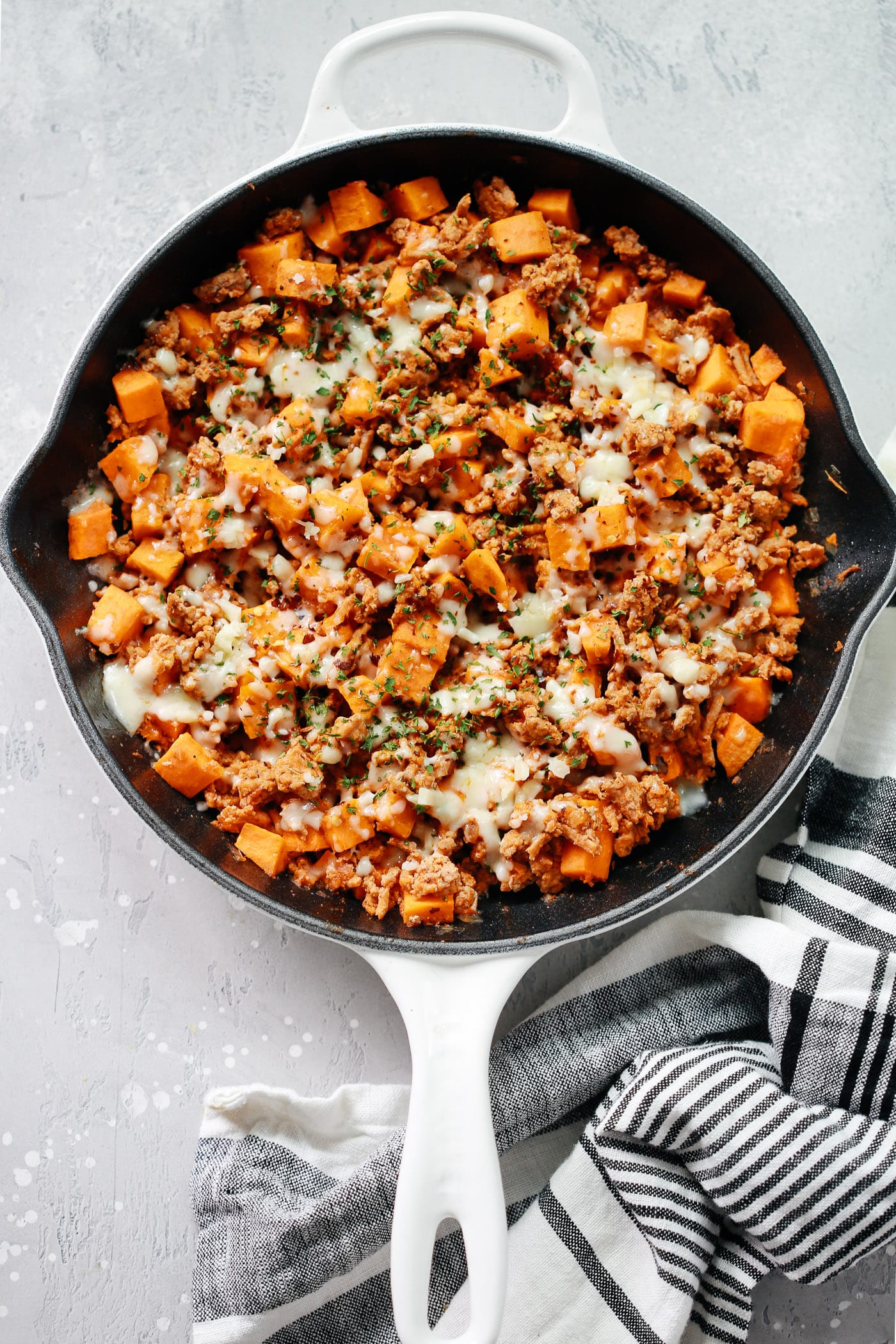 Turkey and Sweet Potato Skillet: Lean ground turkey and sweet potatoes come together in this flavorful, one-pan wonder.