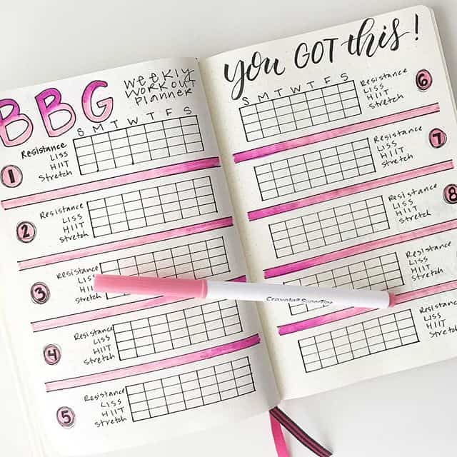 Bullet Journal HIIT Log