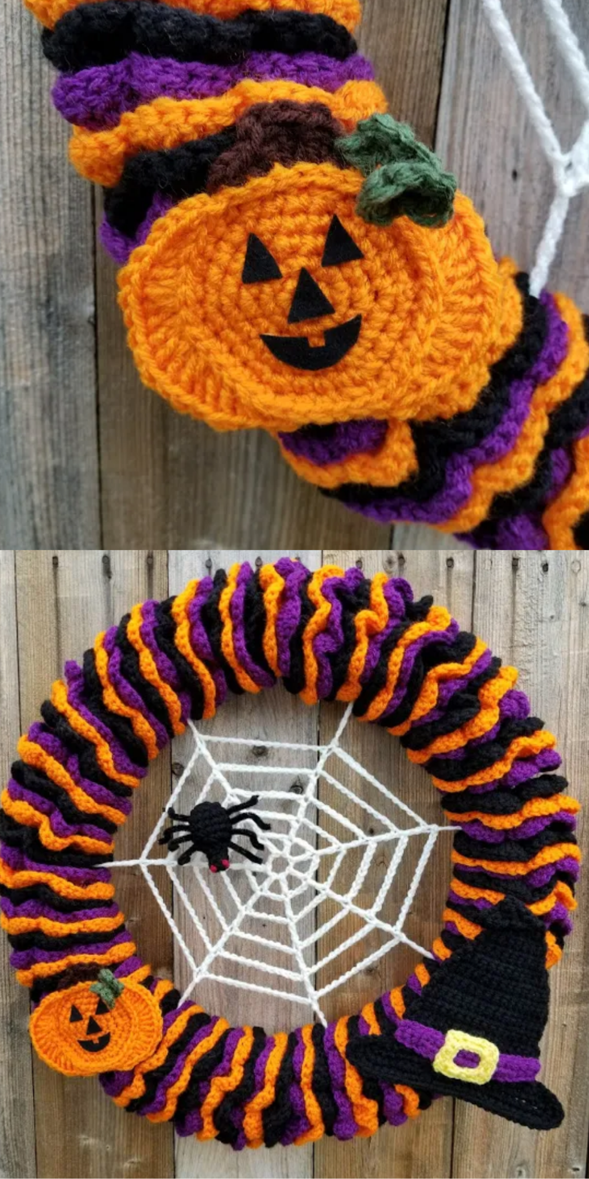 You'll need an 18 inch wire wreath frame to work up this fabulous Halloween crochet wreath.