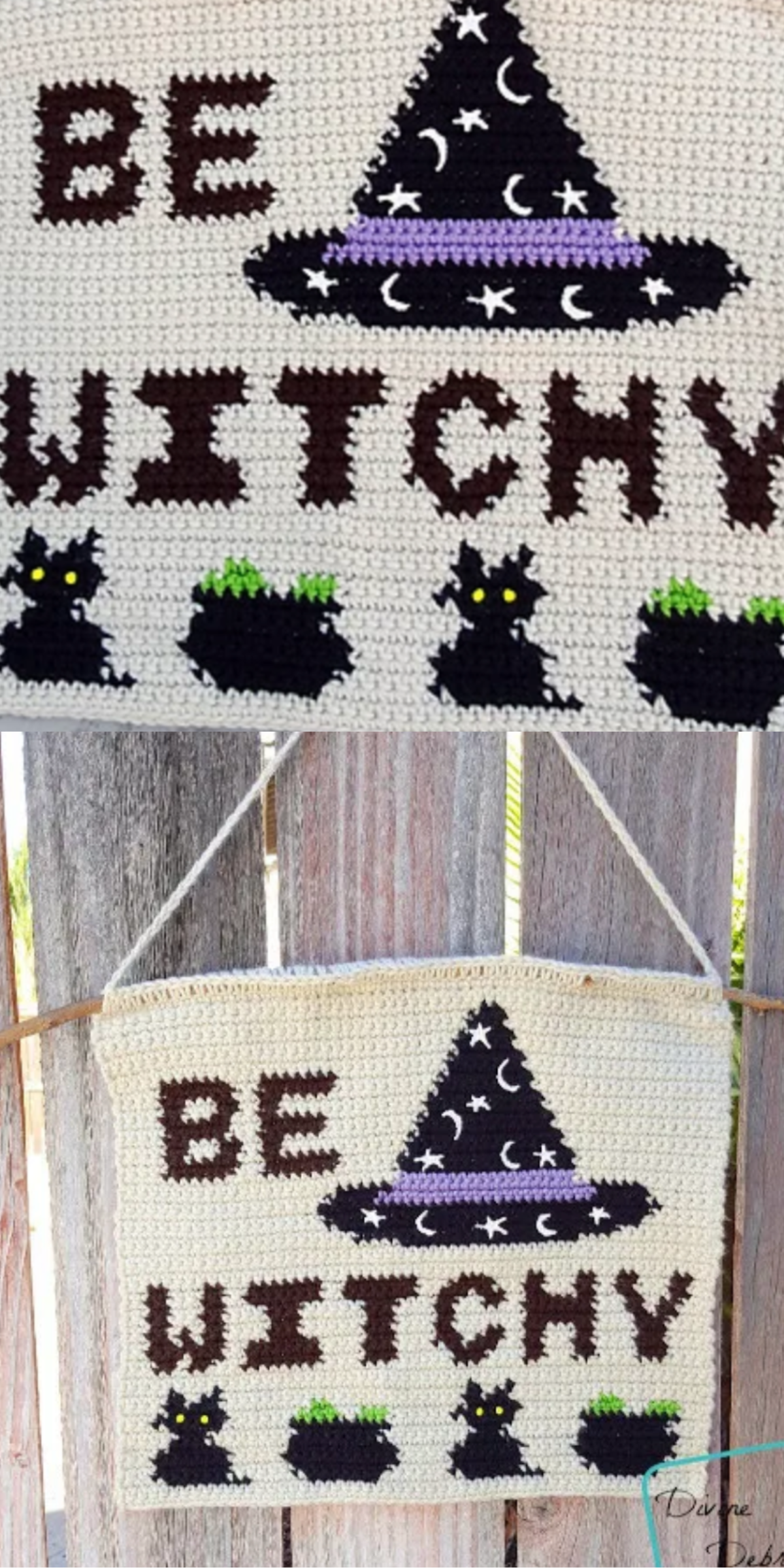 Witch up your Halloween decor with this cute crochet wallhanging.