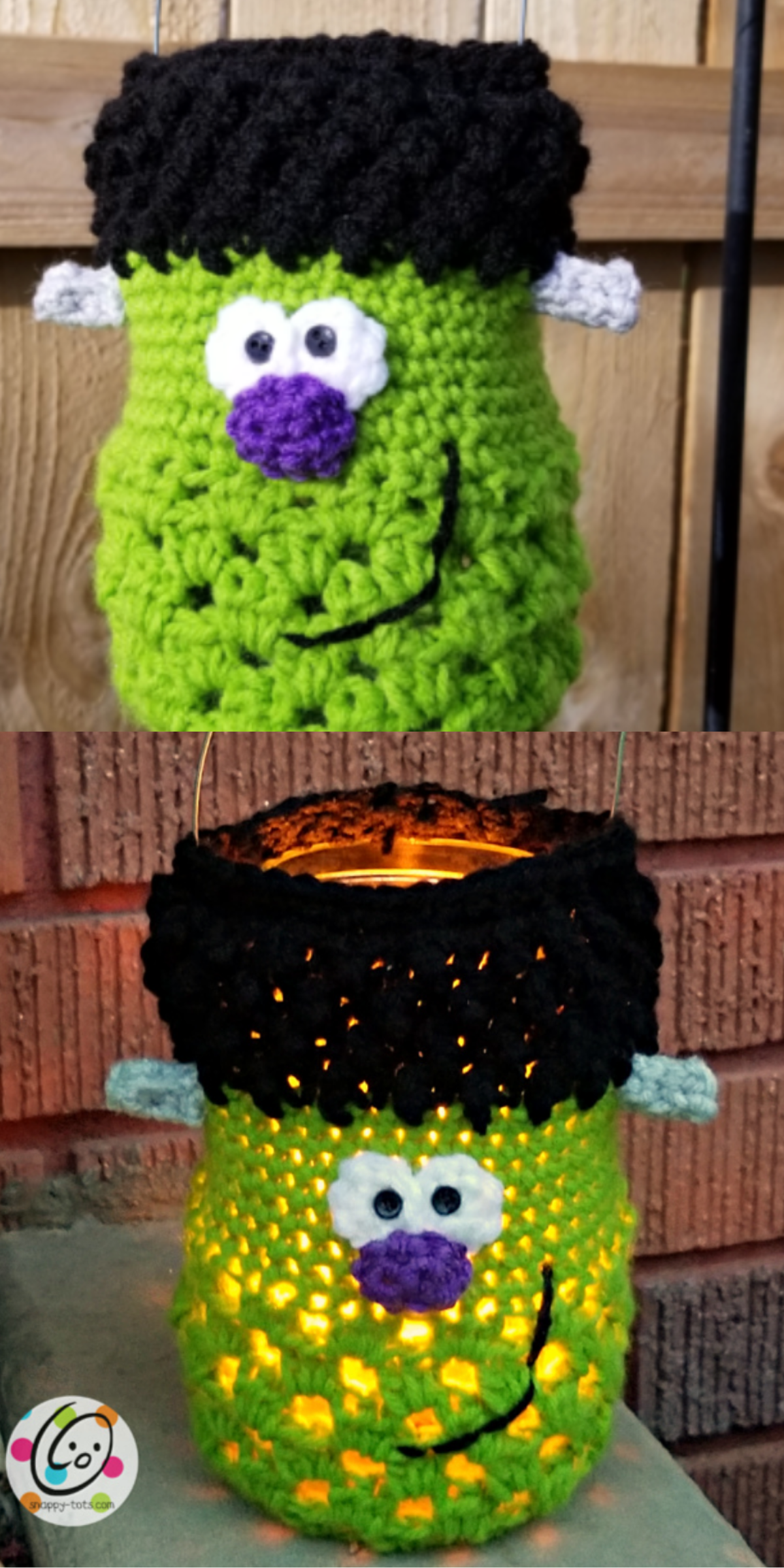 Make this cute crochet luminary to welcome trick or treaters this Halloween.