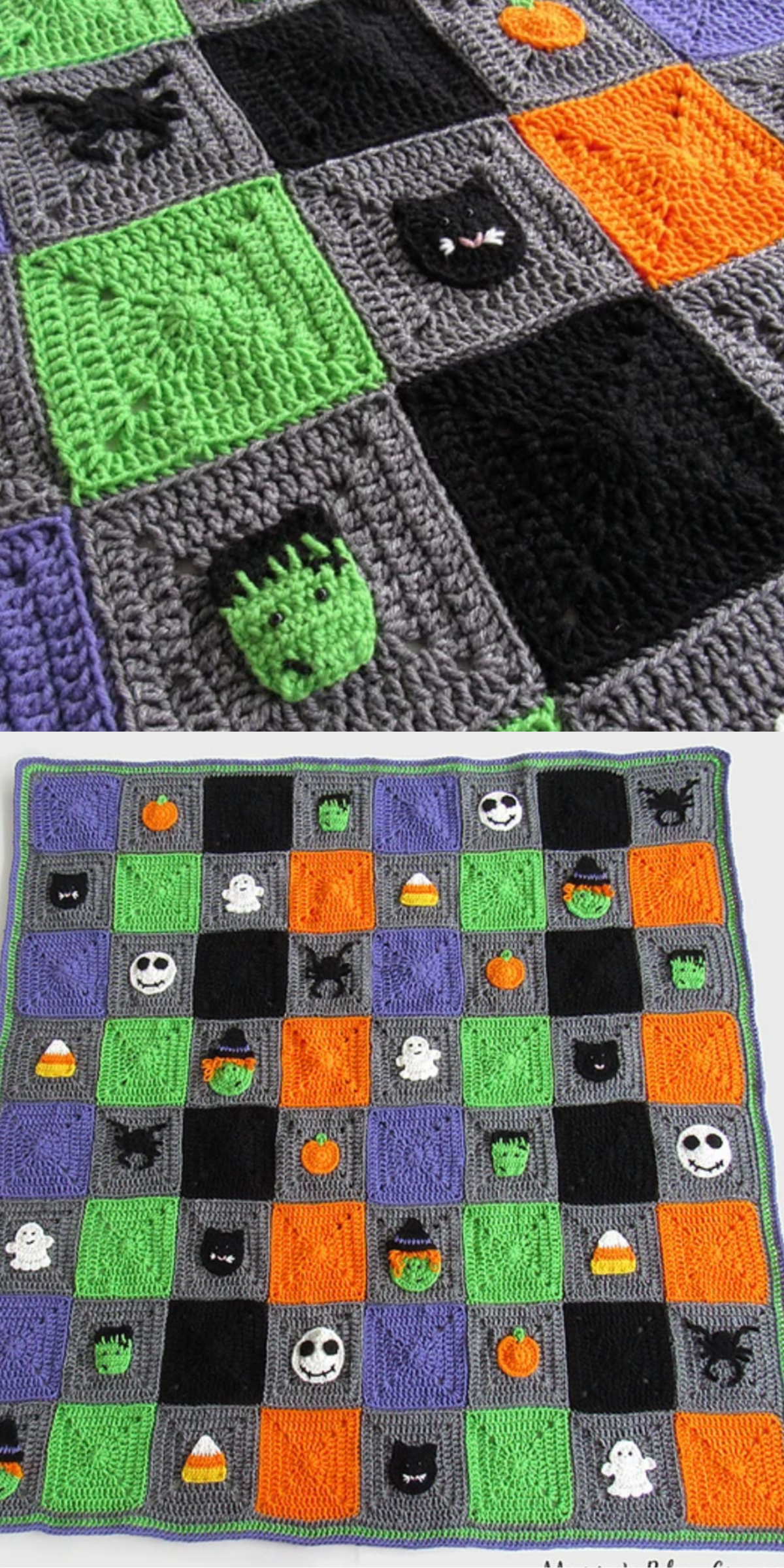 Crochet along with this fabulous Halloween themed blanket.