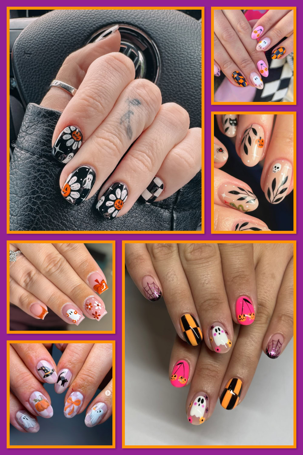 Whether you love fun pink ghosts, classic black cats, or glittery pumpkins, these Halloween nail ideas are too good not to copy. Save now for your spooky-season mani! #halloweennails #naildesigns #octobernails