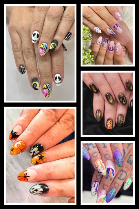 Whether you love fun pink ghosts, classic black cats, or glittery pumpkins, these Halloween nail ideas are too good not to copy. Save now for your spooky-season mani! #halloweennails #naildesigns #octobernails