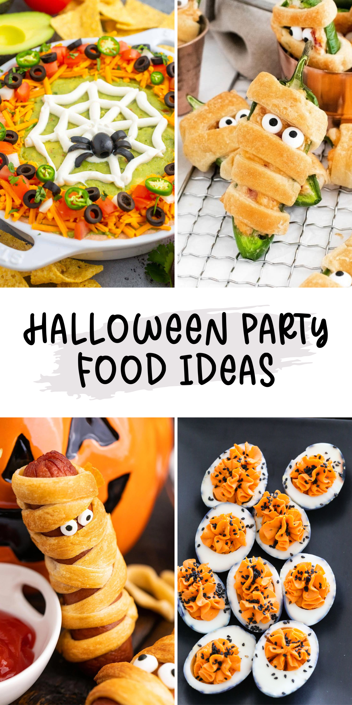 Get ready for a spooktacular night with these fun  Halloween party food ideas! From creepy appetizers to sweet treats, these recipes are perfect for feeding a crowd and adding a little extra fright to your night. 🎃👻 #HalloweenRecipes #PartyFood #HalloweenParty