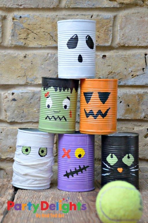 Halloween Tin Can Bowling Craft - They'd make pretty cute pencil pots too!