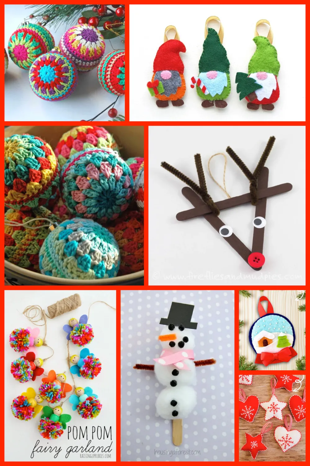 Bring the magic home with 60+ DIY Christmas decorations that are fun, easy, and totally family-friendly! ❤️ Includes crochet, felt, and kids’ craft ideas with links to tutorials & videos. #ChristmasCrafts #DIYDecorations #FamilyChristmas #CraftIdeas