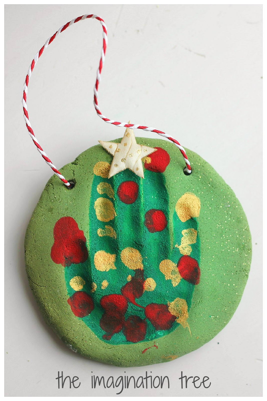 Salt Dough Handprint Christmas Tree Ornaments