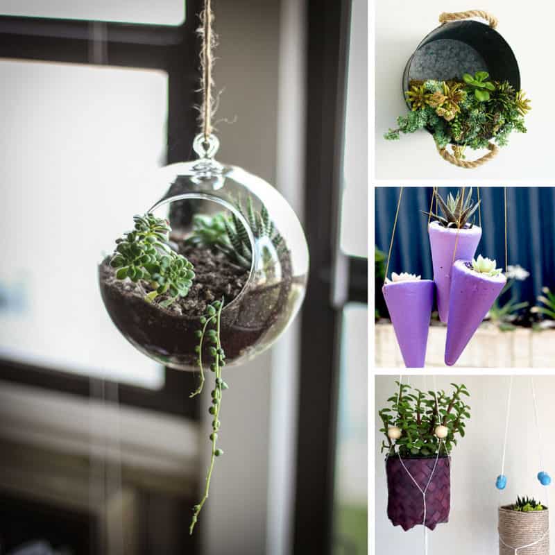 So many great ideas for DIY hanging planters!