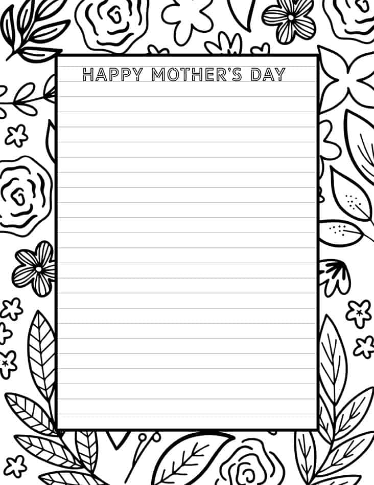 Tell mom how much she means to you with this fabulous Mother's Day stationery you can color in