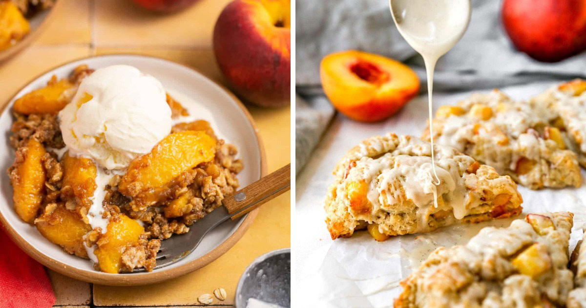 🌟🍑 Discover the magic of peaches with these 10 healthy recipes! From comforting Peach Pecan Baked Oatmeal to refreshing Peach Sorbet and delicious Peach Scones, there's something for everyone. Dive into peachy goodness! 🍑🌟 #PeachRecipes #HealthyEating #SummerTreats