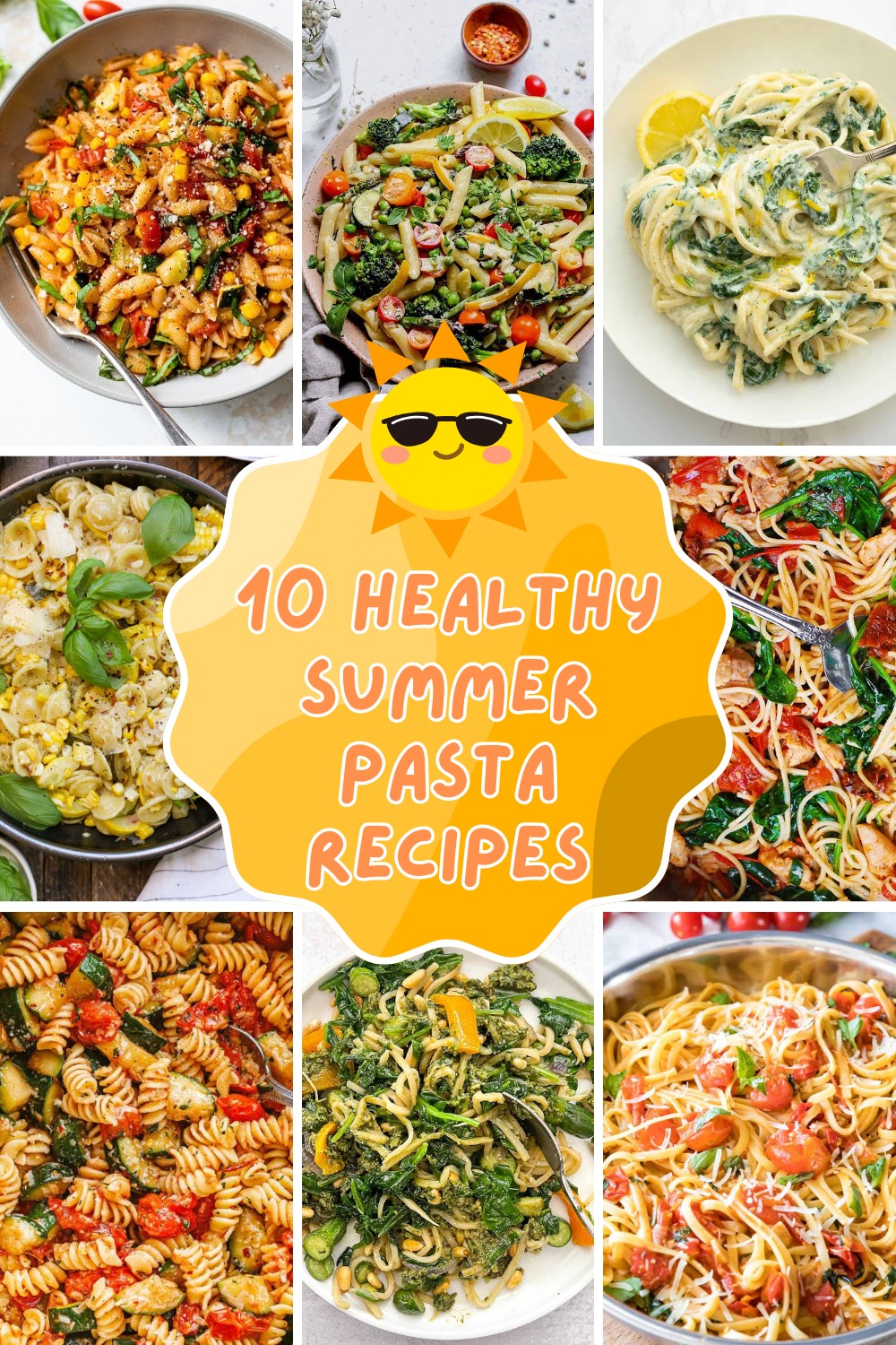 Savor the flavors of summer with these 10 healthy pasta recipes! 🍝✨ Try the Italian pasta salad, Tomato Spinach Chicken Spaghetti, and Summer Cavatelli with Corn, Tomatoes, and Zucchini. Perfect for a light and nutritious meal. 🌿🍅🌞 #HealthyRecipes #SummerPasta #EatFresh