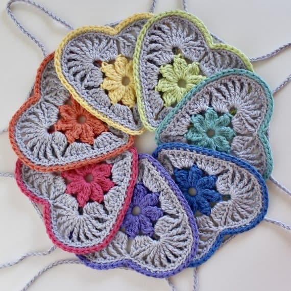 Heart in Bloom Crochet Motif