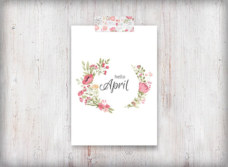 Hello April Floral Wreath Printable