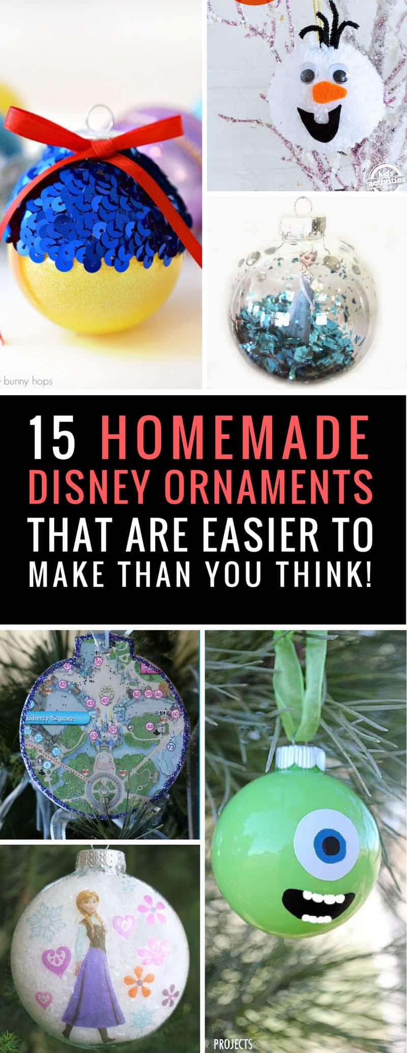 Homemade Disney Ornaments - My kids are going to go crazy when they see these ideas - they've always wanted to fill the tree with Disney princesses and Mickey Mouse! | DIY Disney Ornaments | Make Your Own Disney Christmas Ornaments