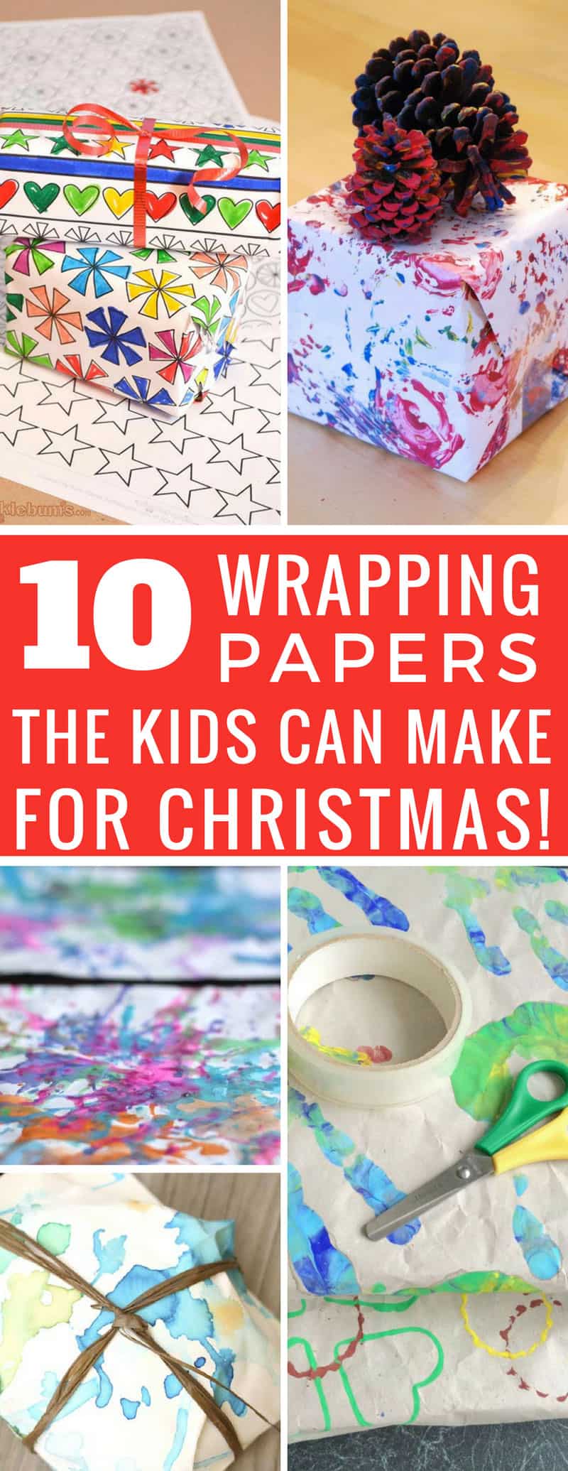 How fun are these homemade wrapping paper ideas! The kids will have a blast making gift wrap this year! Thanks for sharing!