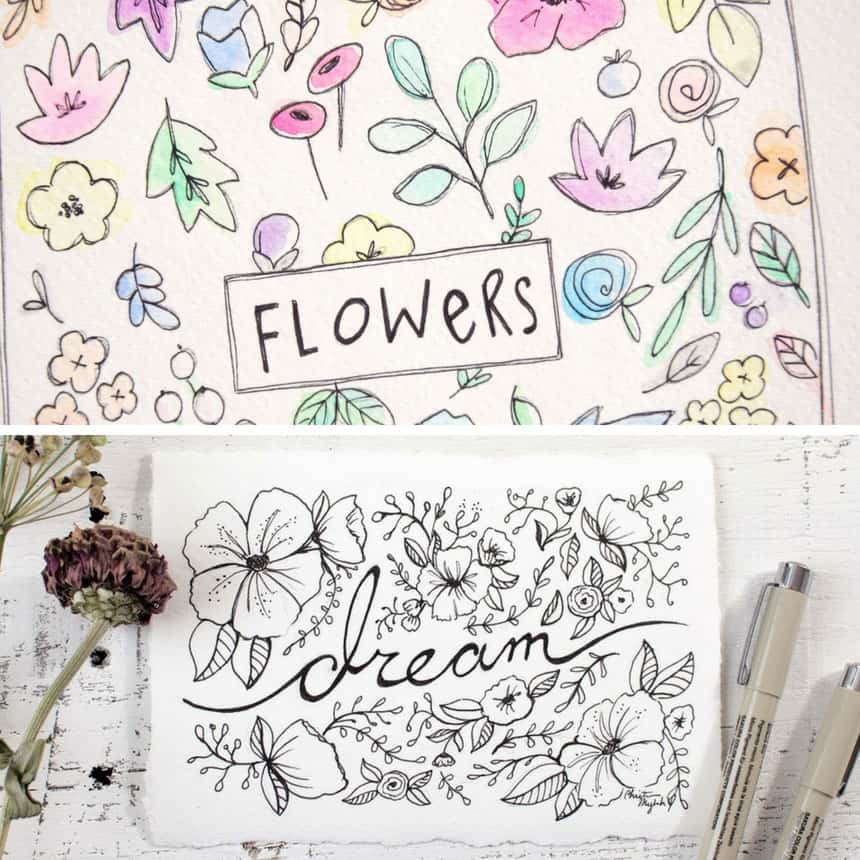 bullet journal flower doodles