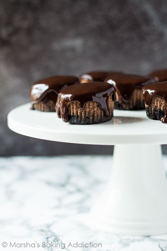 The hardest part of this mini chocolate cheesecake recipe is WAITING for it to chill!