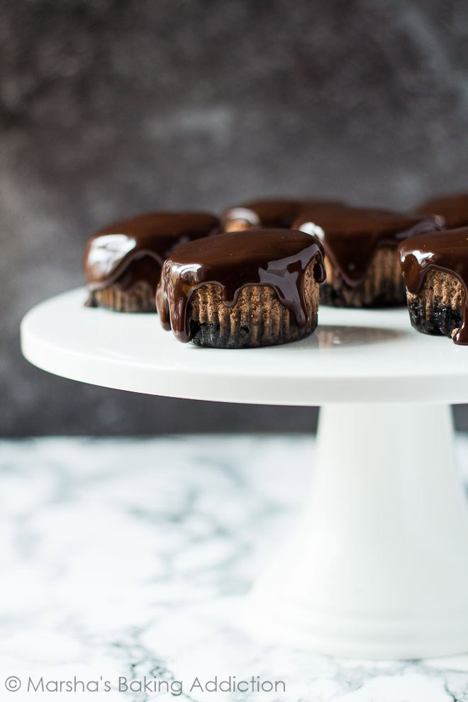 The hardest part of this mini chocolate cheesecake recipe is WAITING for it to chill!