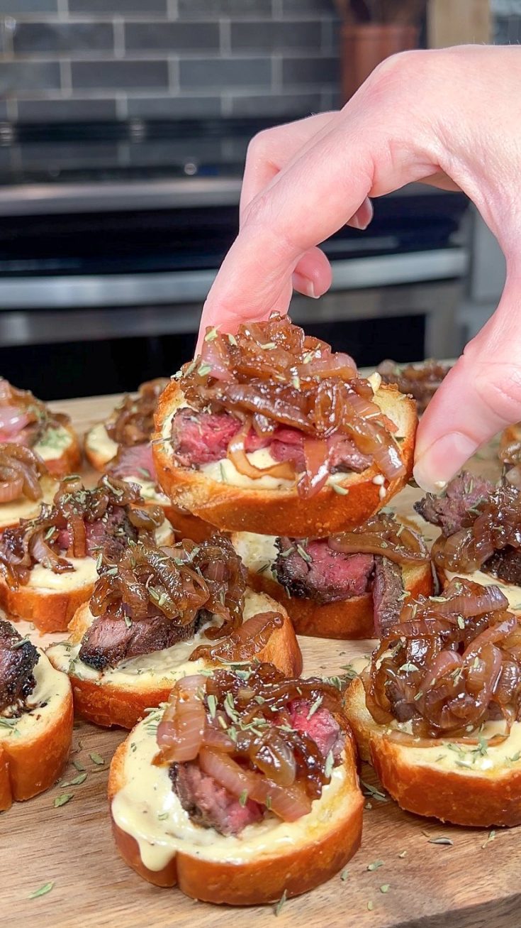 Image for Steak Crostini with a Creamy Horseradish Sauce and Caramelized Onions