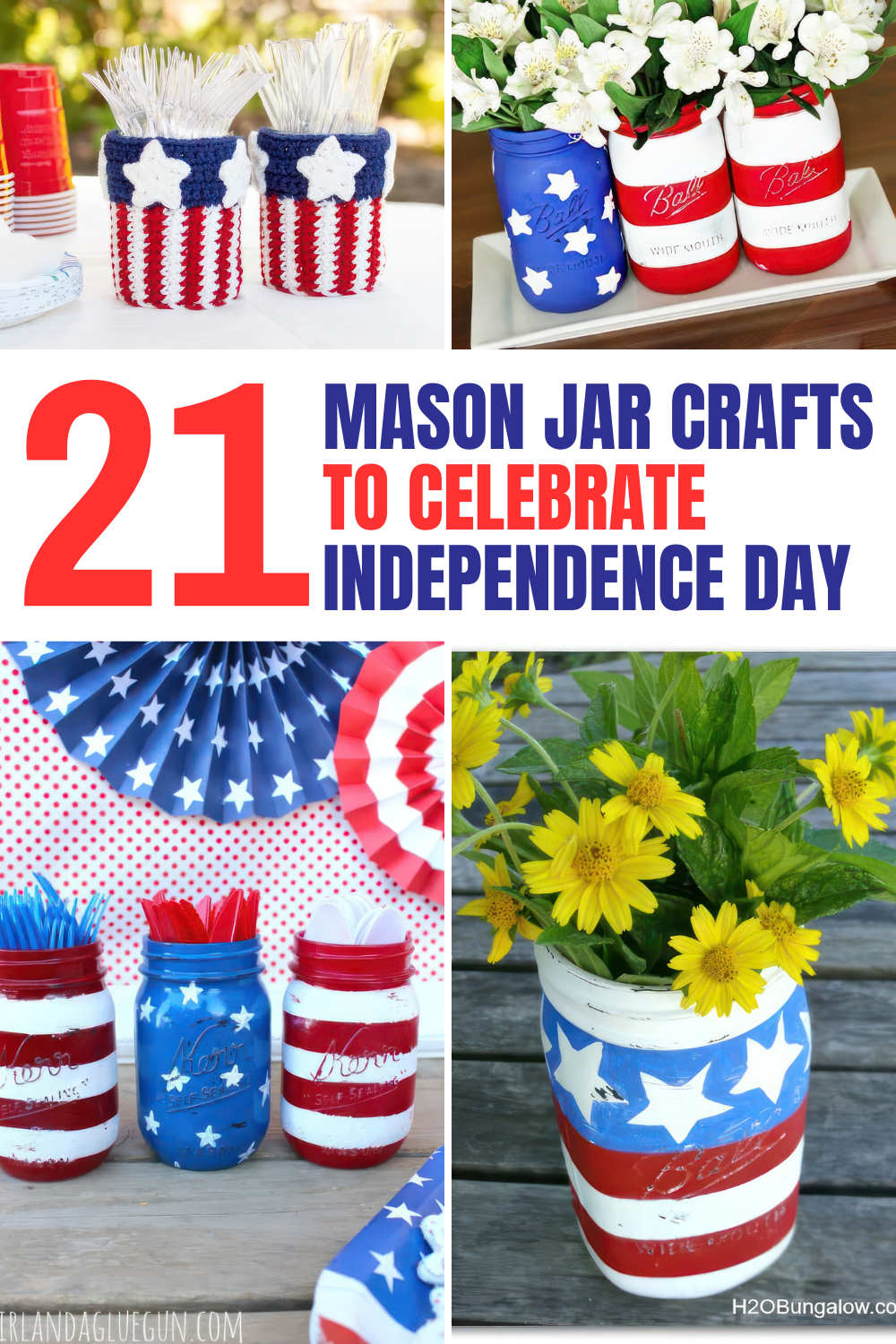 Celebrate the 4th of July with these stylish and easy mason jar crafts! Perfect for adults, these red, white, and blue projects will add a sophisticated touch to your holiday decor. Click to check out all the creative ideas! 🎨🖌️