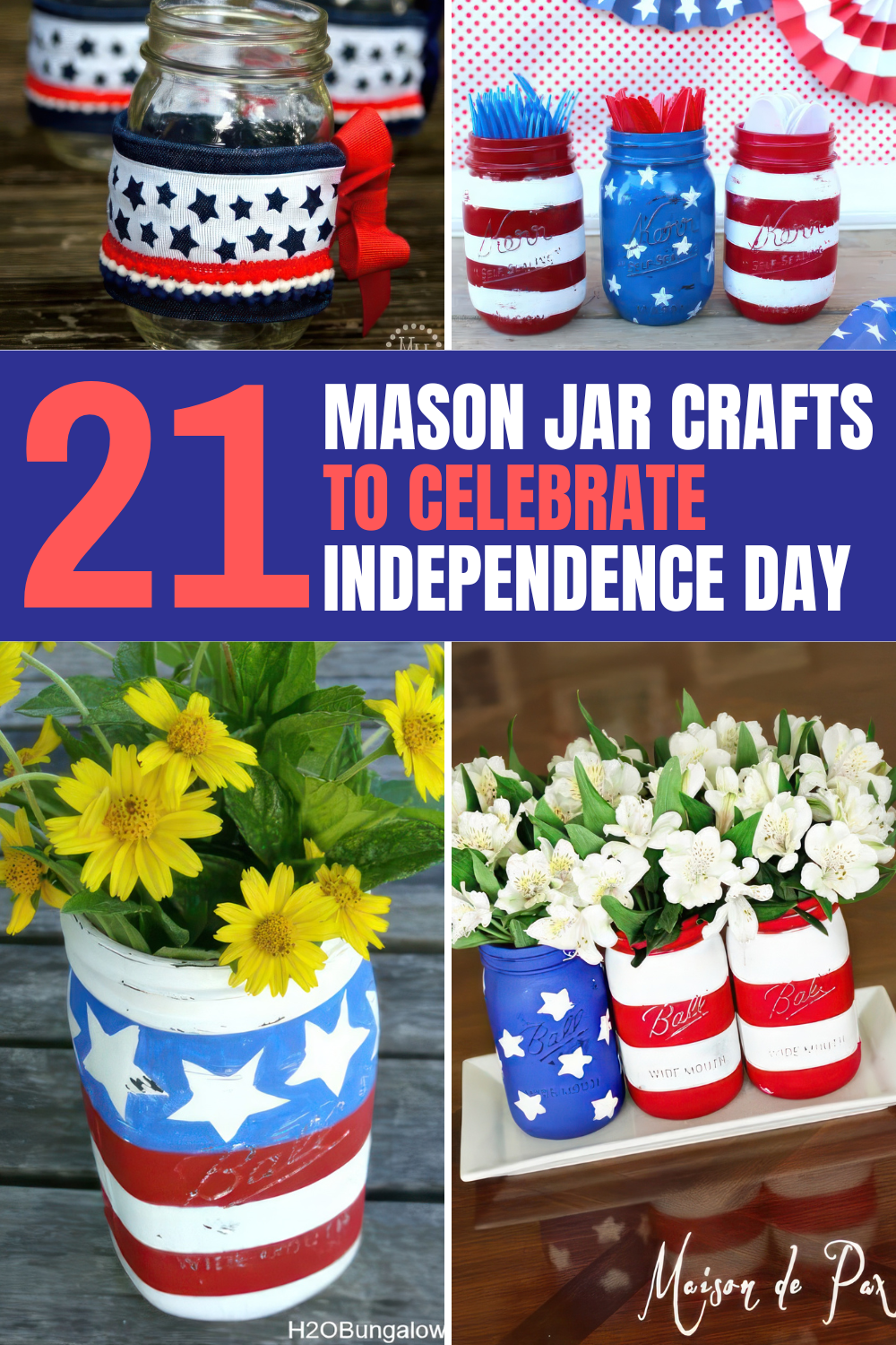 Transform your 4th of July celebrations with these beautiful mason jar crafts! Perfect for adults, these red, white, and blue projects are ideal for adding a festive and elegant touch. Tap to see all the gorgeous crafts! 🎆🖌️