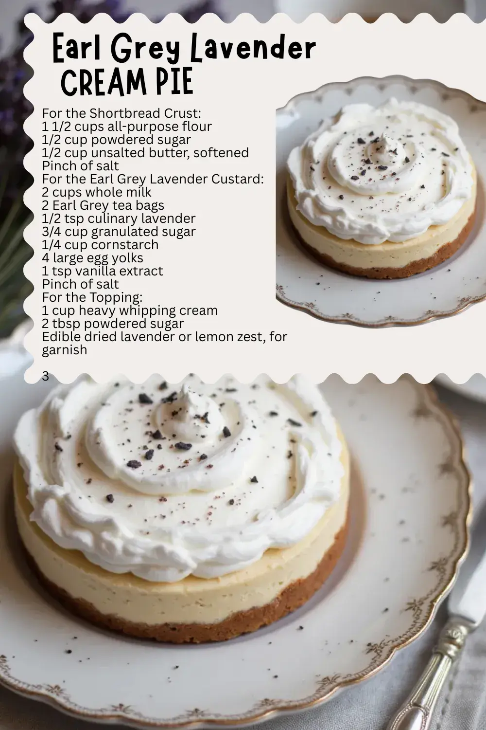 Silky Earl Grey-infused custard with a delicate hint of lavender fills a buttery shortbread crust for an elegant, fragrant dessert. Perfect for brunches, tea parties, or impressing guests with something truly unique. Try this recipe