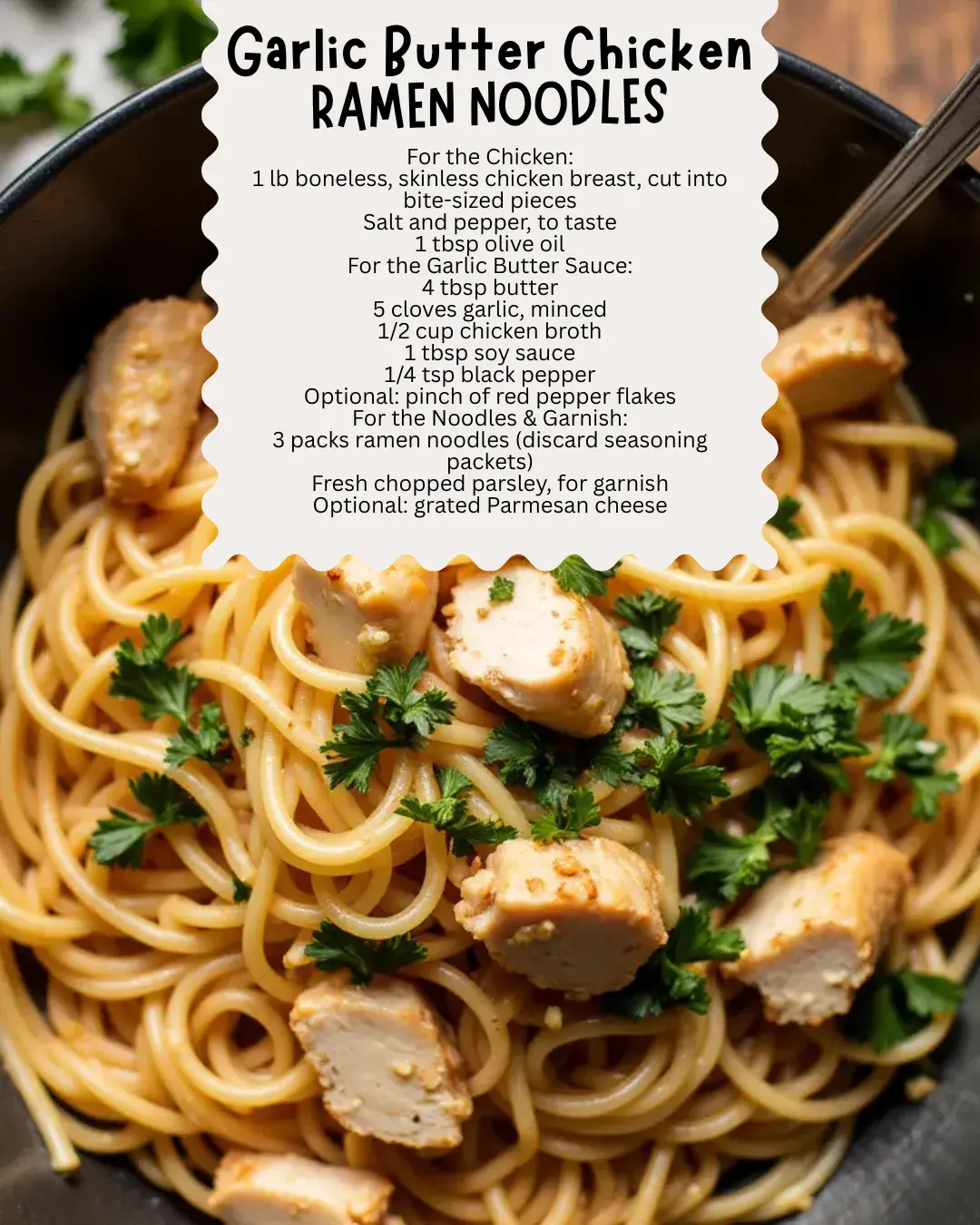 Garlic Butter Chicken Ramen is rich, buttery, and garlicky in all the best ways. Juicy chicken and ramen noodles are coated in a luscious garlic butter sauce for a dinner that’s simple, indulgent, and guaranteed to be a family favorite.