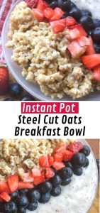If you're looking for a low sugar, gluten-free breakfast to get everyone's day off to a great start you cannot go wrong with these Instant Pot Steel Cut Oats Breakfast Bowls
.