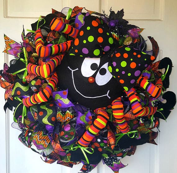 Itsy Bitsy Spider Deco Mesh Halloween Wreath