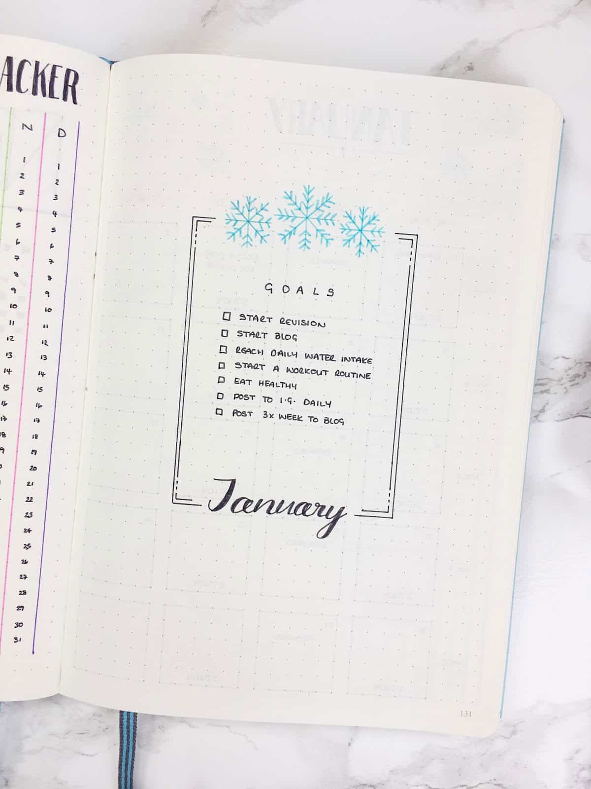 January Cover Page with Goals