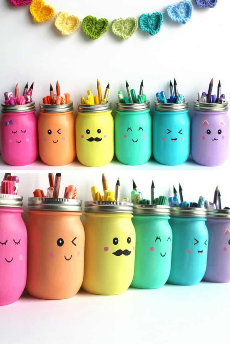 Kawaii Inspired DIY Mason Jar Pen Holders