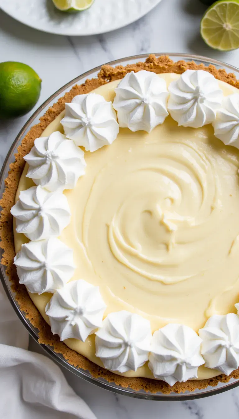 A zesty twist on cream pie with key lime curd swirled into white chocolate custard—refreshing and irresistible! #SummerDessert #PieLovers #BakingInspiration