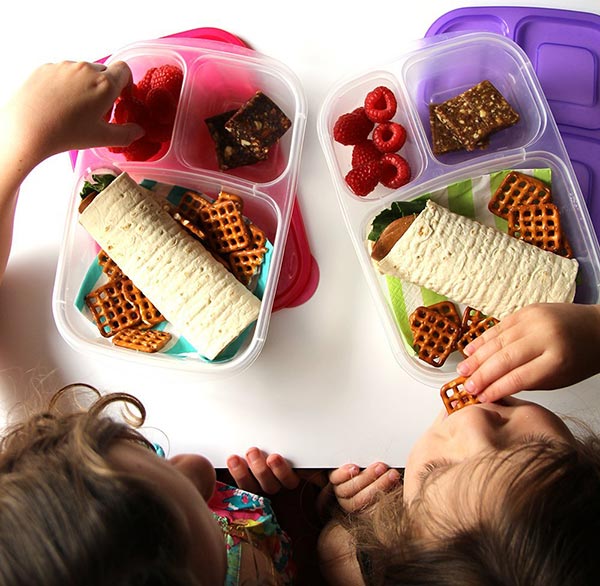 These lunch boxes have three compartments which is great for keeping foods separate - and reduce sogginess!