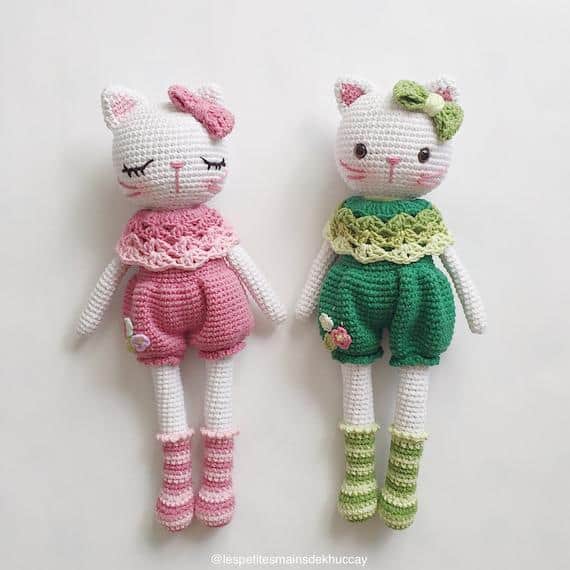 Discover the charm of these stylish amigurumi cat crochet patterns! Perfect for kids, these crochet toys come with their own adorable outfits, making them the perfect handmade stuffies for playtime or as a heartfelt gift. Dive into the world of crochet and create your own collection of these delightful feline friends. #CrochetToys #AmigurumiCat