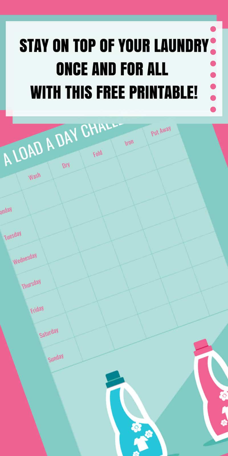 Laundry Routine Printable - stop failing at laundry once and for all by joining the load a day challenge with this free printable!
