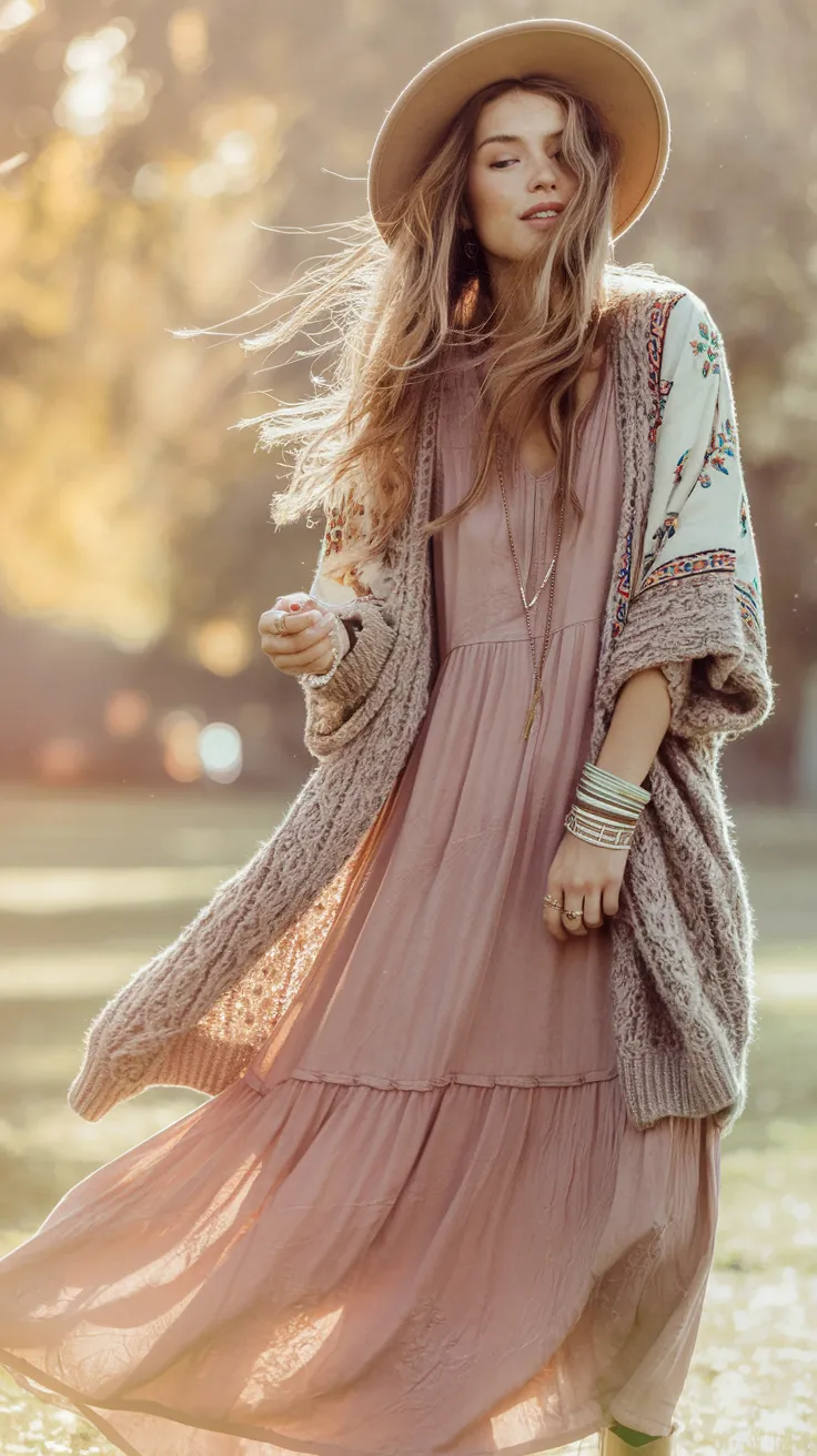 Transition from winter to spring in style with these boho fashion tips! Mix cozy layers with breezy fabrics to create the perfect bohemian look for the changing seasons. 🍃🌞 #BohoWardrobe #HippieStyle #BohemianFashion