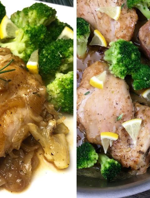 Whip up this zesty and flavorful Lemon-Rosemary Chicken Thighs recipe in just one skillet! ?? With sautéed shallots and frozen broccoli, it's an easy, low-carb meal perfect for busy nights. Say hello to your new family favorite! #OnePan #HealthyEats