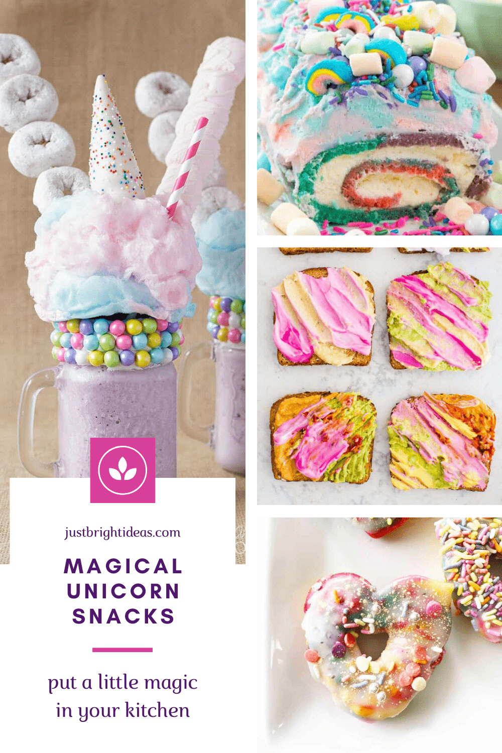 We are totally in love with these unicorn snacks! You could eat magical snacks all day from breakfast toast to freakshakes!