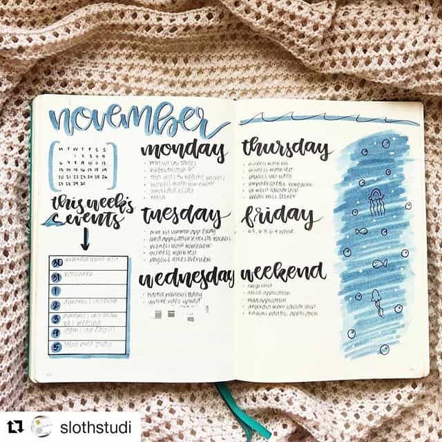 Make room for this week's events on your bujo weekly