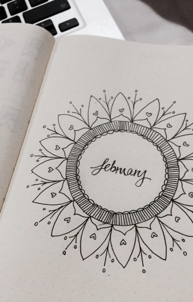 Mandala Heart Bullet Journal Cover Page