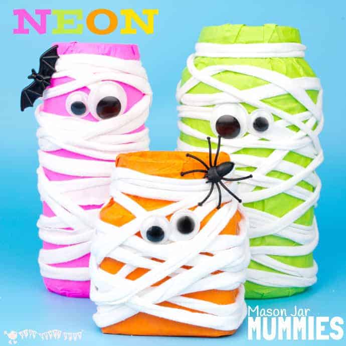 Mason Jar Mummies Neon