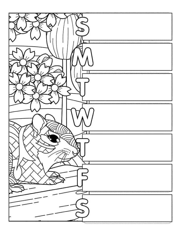 Printable Coloring In Weekly Planner Sheet – Craft Gossip