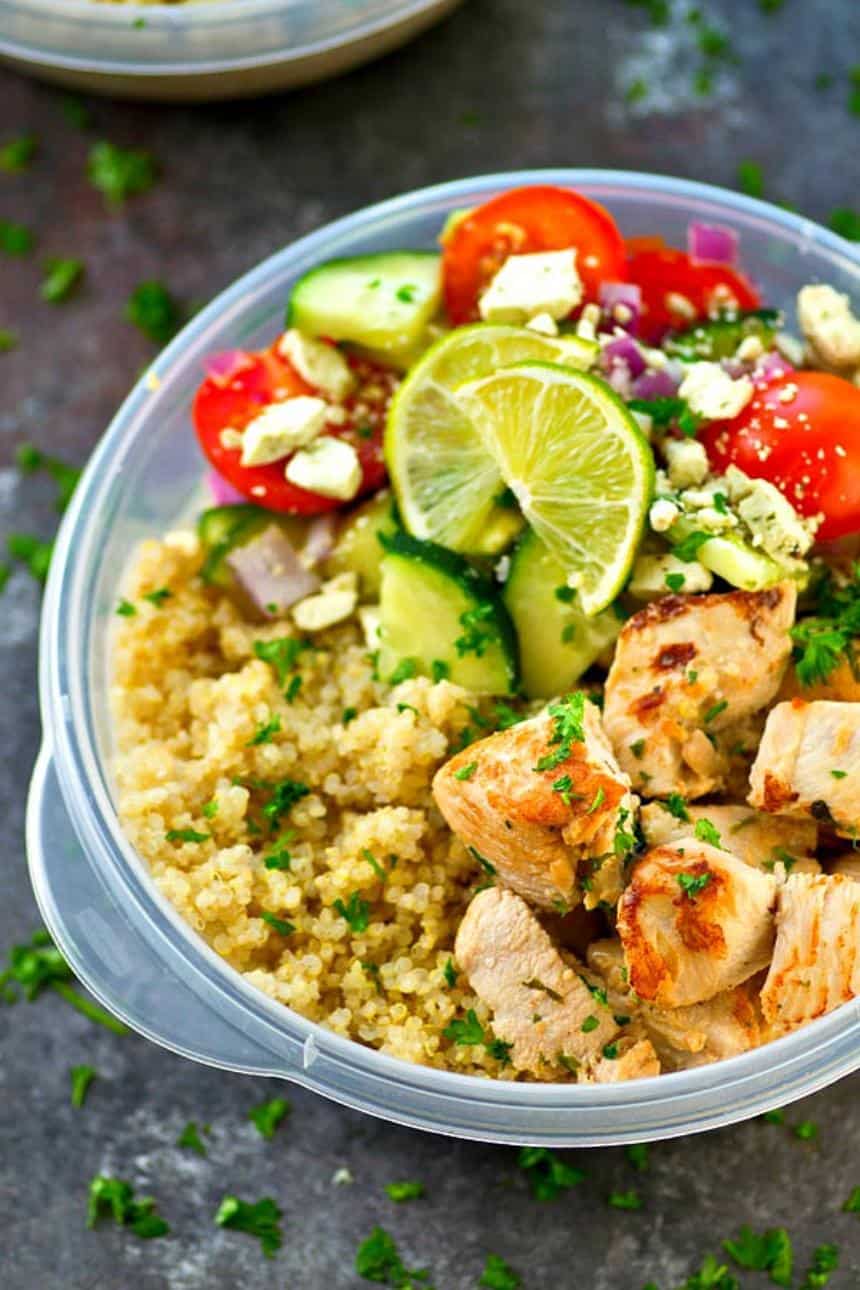 Meal Prep Greek Chicken Quinoa Bowls